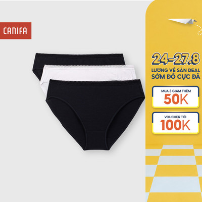 Combo 3 quần lót nữ CANIFA viền ren chất liệu mềm mại 6US25A004