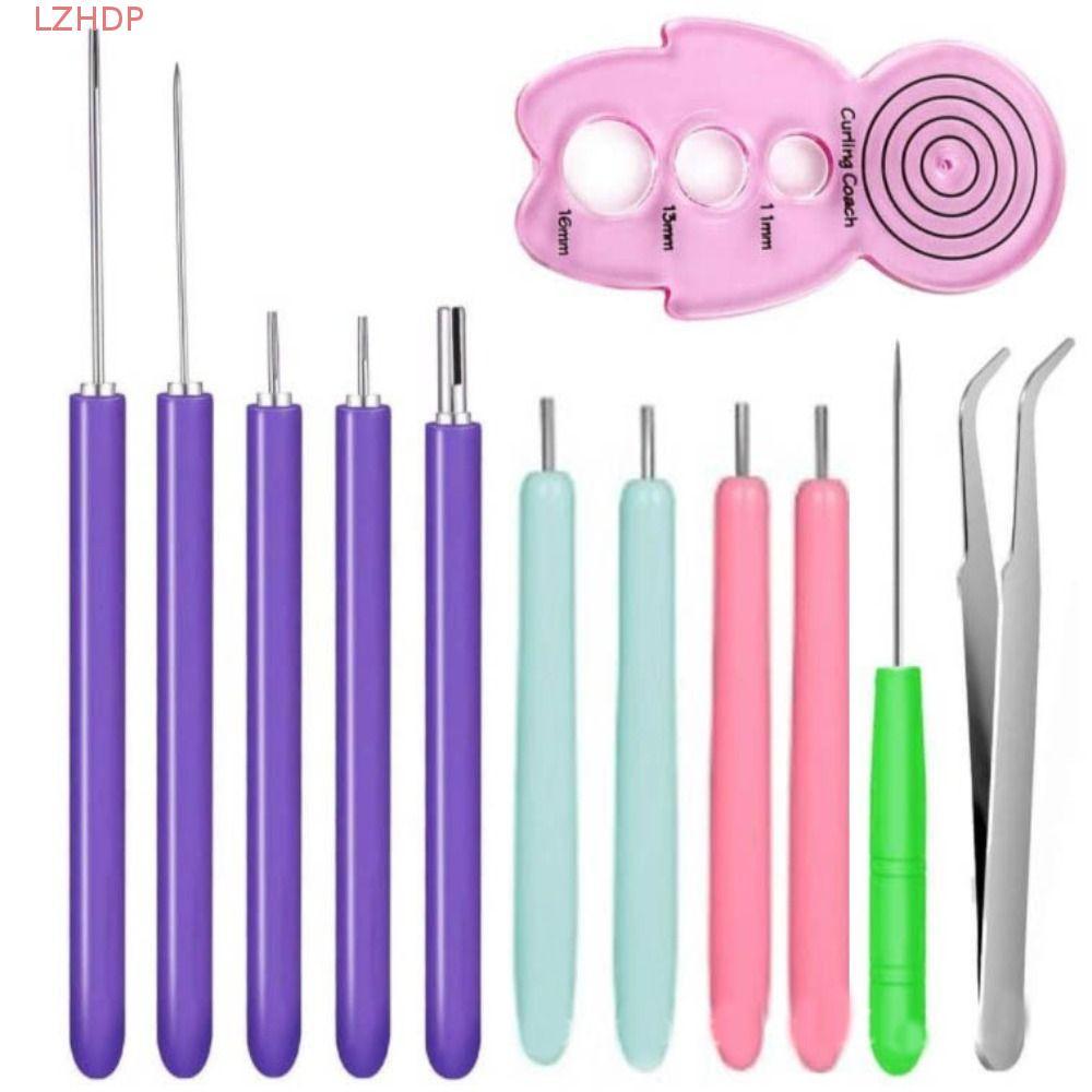LZHDP 12 Bộ Kim Quilling, Giấy Uốn Quilling Có Rãnh Bút Giấy Dụng Cụ Quilling, Dải Giấy Thủ Công Giấ