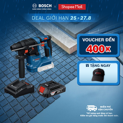 Máy Khoan Búa Pin Bosch GBH 18V-18 (SOLO) + Pin GBA 2.0Ah / Bộ Sạc GAL 18V-20 (MỚI)
