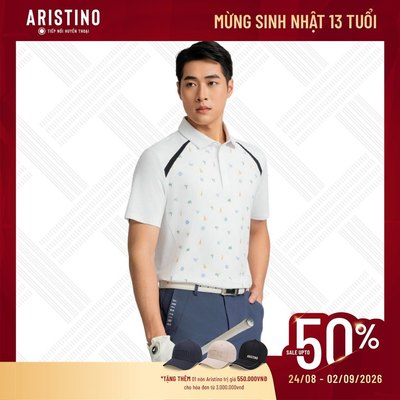Áo Polo Nam Thể Thao Aristino Golf Tay Ngắn Họa Tiết In Anti UV APSG34AZ