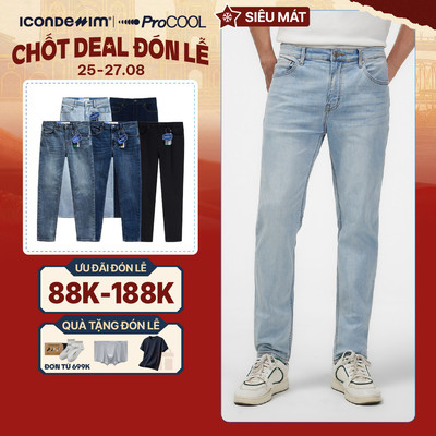 Quần jeans nam PROCOOL ICONDENIM, quần bò form slimfit ôm vừa vặn, công nghệ vải Coolmax mát lạnh, mềm mịn, thoải mái