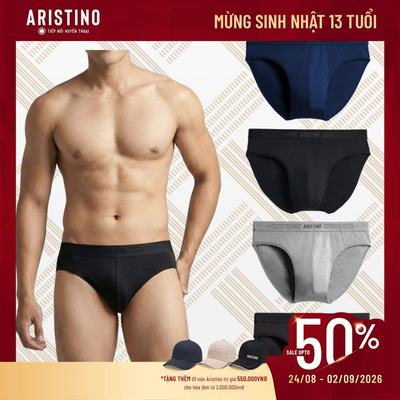 Quần lót nam Aristino dáng Brief Cotton Organic mềm mại, kháng khuẩn, thấm hút tốt ABF056