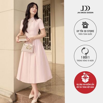 Đầm Cổ Đức Xếp Ly Dài 1S18.2603. Đầm Sơ Mi Nữ Dáng Dài Thanh Lịch, Váy Dài Dáng A Công Sở Xếp Ly Dáng Dài Nữ Tính By JM