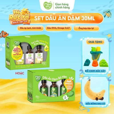Dầu ăn dặm cho bé Mămmy Cá hồi, Hạt lanh, Olive, Bơ, Gấc, Óc chó bổ sung DHA bé 6 tháng, chai 30ml