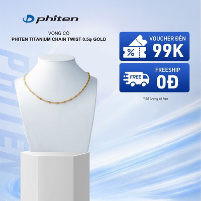 Vòng Cổ Phiten Titanium Chain Necklace Twist 0.5φ Gold IP 45+5CM Hỗ Trợ Cân Bằng Cơ Thể Chăm Sóc Sức Khỏe Thời Trang