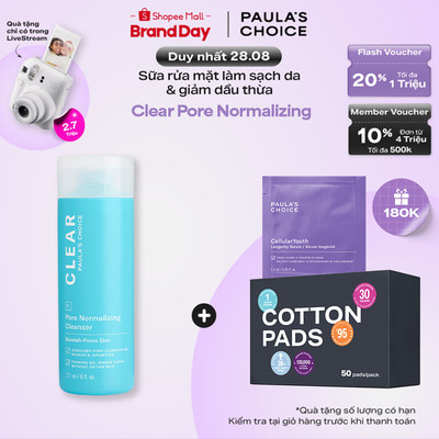 Sữa rửa mặt dành cho da mụn, làm sạch sâu và giảm dầu thừa Paula's Choice Clear Pore Normalizing Cleanser 177ml 6002