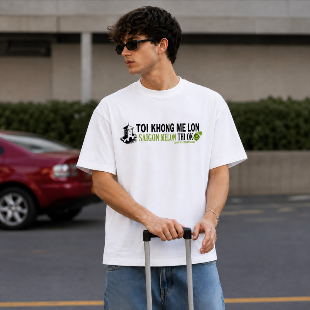 COD (Giao hàng trong 24 giờ)MIEMIE. Áo Thun SAIGON MELON, Áo Thun Hài Hước, Quà Tặng Bạn Cotton 100%