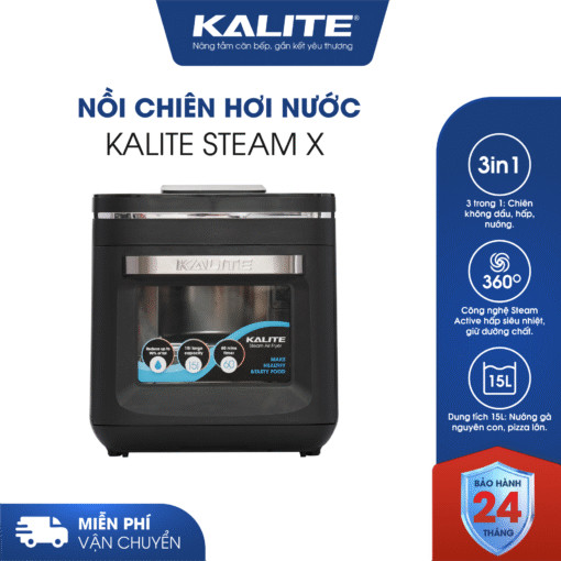 ✨ Nồi Chiên Không Dầu Kết Hợp Hấp Kalite Steam X - Công Suất 1700W, Dung Tích 15L