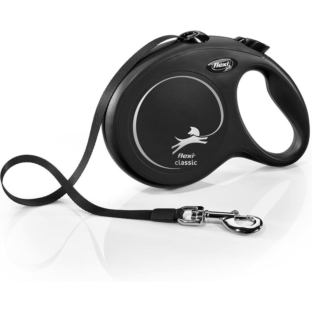 FLEXI New Classic Tape Retractable Dog Leash for Large Dogs Upto 110 lbs. – 26 ft., Black | Tangle F