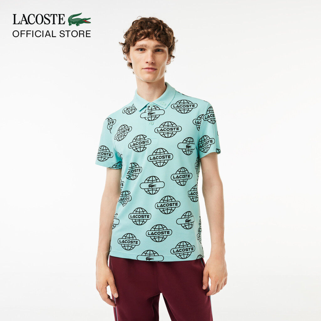 Áo Polo Lacoste Nam Movement In Họa Tiết Quả Địa Cầu Chuyển Động