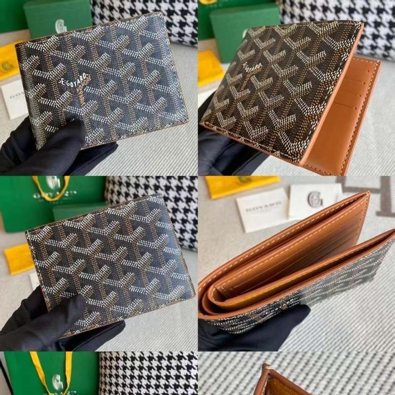 Ví đựng thẻ gấp ngắn in hình Goyard, ví đựng thẻ bằng da thật, ví đựng thẻ doanh nhân, ví đựng tiền 