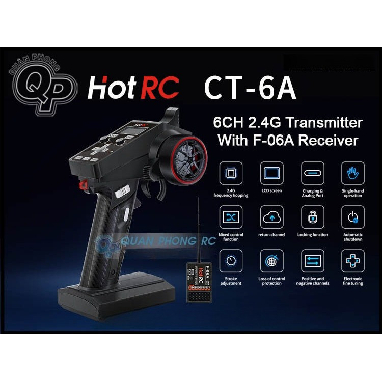 Tay Điều Khiển HOTRC CT-6A 6CH 2.4G FHSS RC Transmitter + Rx 6CH