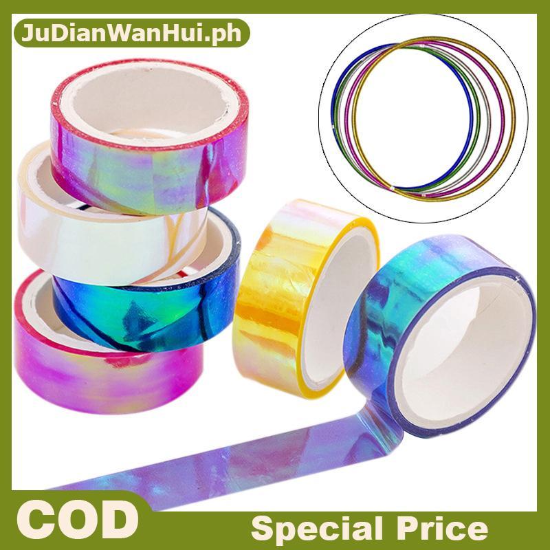 JuDianWanHui 500cm Holographic RG Prismatic Glitter Tape Hoops Sti Rhythmic Gymnastics Ring Trang tr