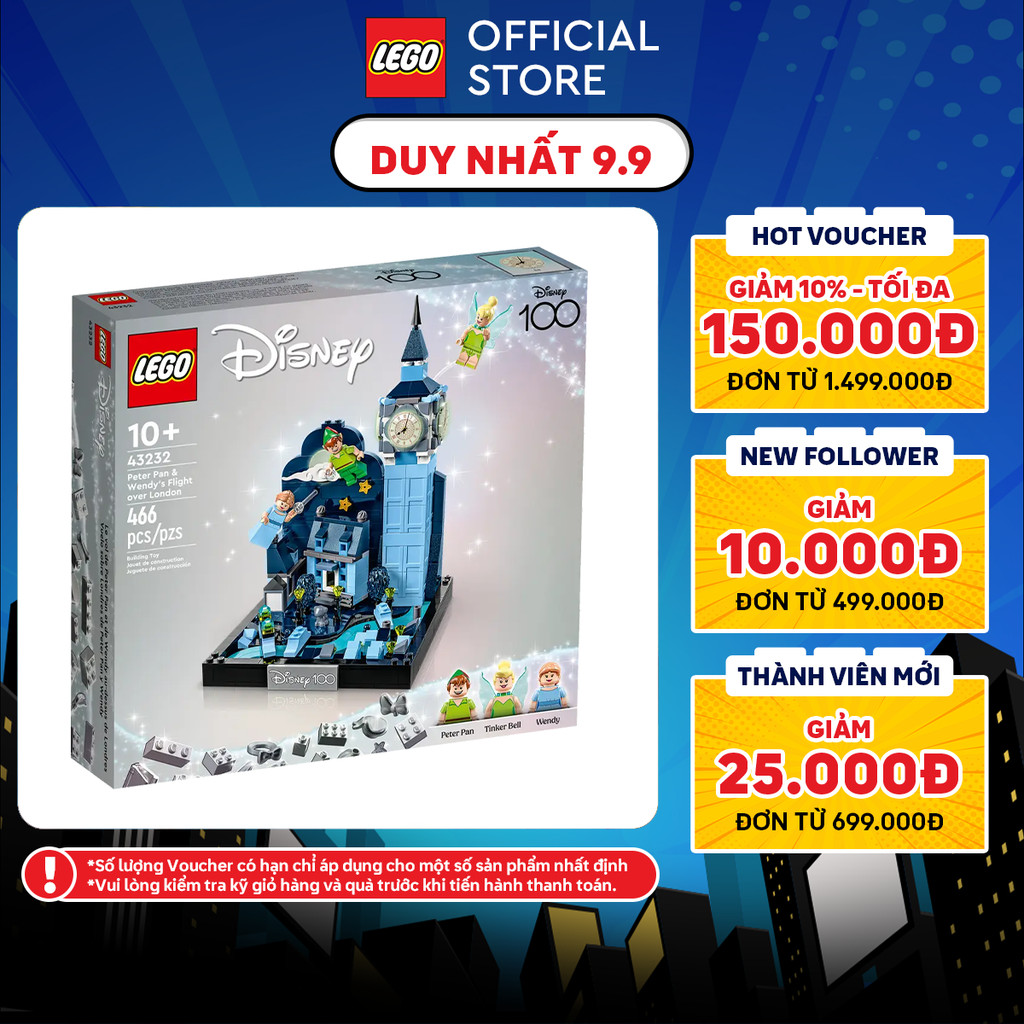 LEGO DISNEY PRINCESS 43232 Đồ chơi lắp ráp Cuộc phiêu lưu của Peter Pan & Wendy tại London (466 chi 
