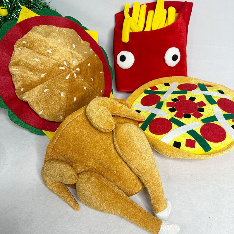 Ngộ nghĩnh Thực Phẩm Trang Phục Nón Hamburger Khoai Tây Chiên Pizza Thổ Nhĩ Kỳ Đảng Nón