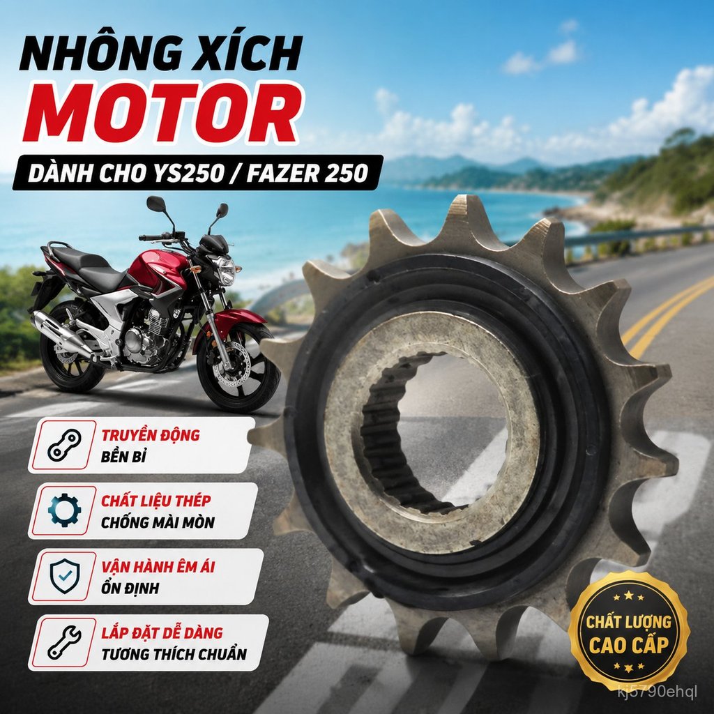 Nhông nhỏ chủ động Yamaha YS250 FZ250, bánh răng trước thay thế bền