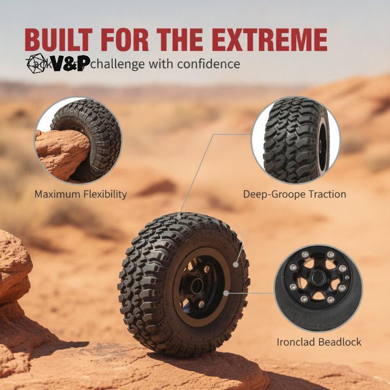 V & P Mn RC Xe Bánh Xích Thay Thế 74mm Cao Su Beadlo Lốp Mở Rộng Thân Bài Bộ Cho Mn 82 82S Đua Xe Đị