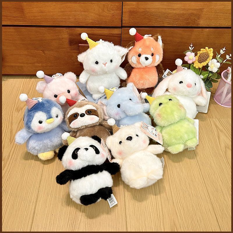 Penguin Plushie Móc khóa Dễ thương Mini Fluffy Zoo Nhân vật có mũ dự tiệc Ba lô Quà tặng quyến rũ
