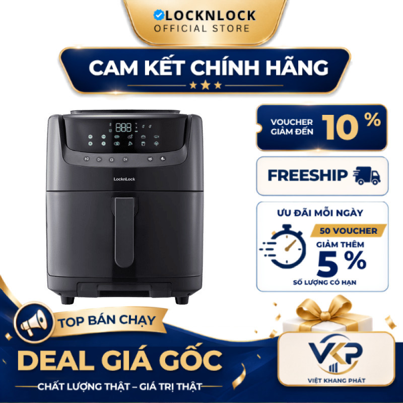 Nồi chiên không dầu LocknLock có chức năng hấp 7L Chính hãng EJF881BLK   - SHOP VKP