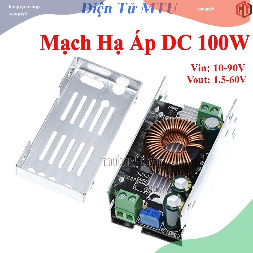 303 Mạch Hạ Áp, Giảm Áp DC Buck90 - Vào 12-90VDC ra 1.5-60VDC - Công Suất Tối Đa 100W 6A
