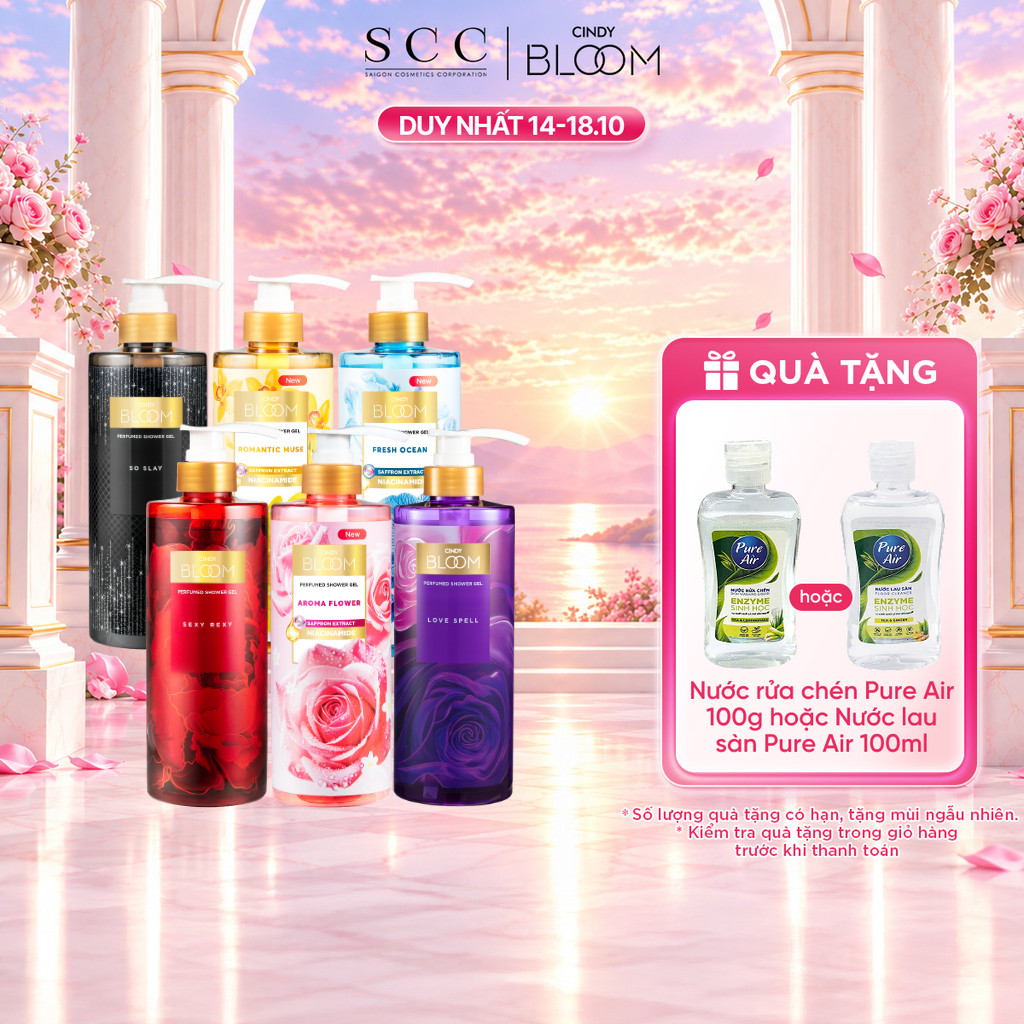 Sữa Tắm Nước Hoa CINDY BLOOM Hương Thơm Ngọt Ngào, Nữ Tính, Làm Sạch Dịu Nhẹ Chai 640g