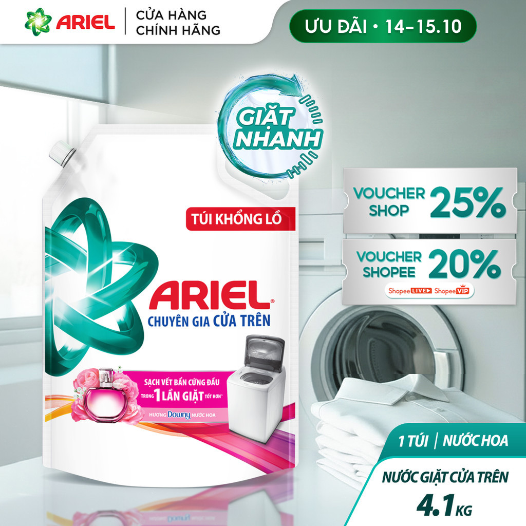 Nước Giặt cửa trên ARIEL Hương Downy Nước Hoa 4.1KG / Nước giặt 10X giặt sạch túi 4.05KG
