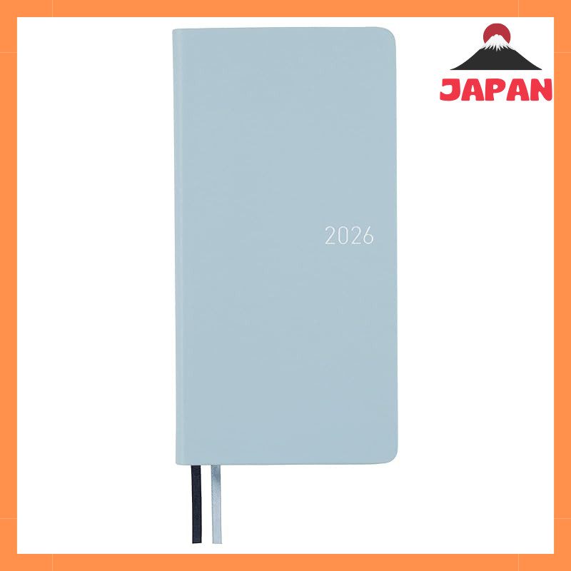 Hobonichi Techo 2026 Weeks Fine Classic - Slim Weekly Planner in Wine Brown/Snow Blue, Starting Janu