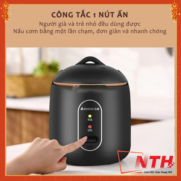 Nồi Cơm Điện, Nồi Cơm Điện Mini Đa Năng Chigo Dung Tích 1.2L Chống Dính Phù Hợp Cho 1-2 Người Ăn