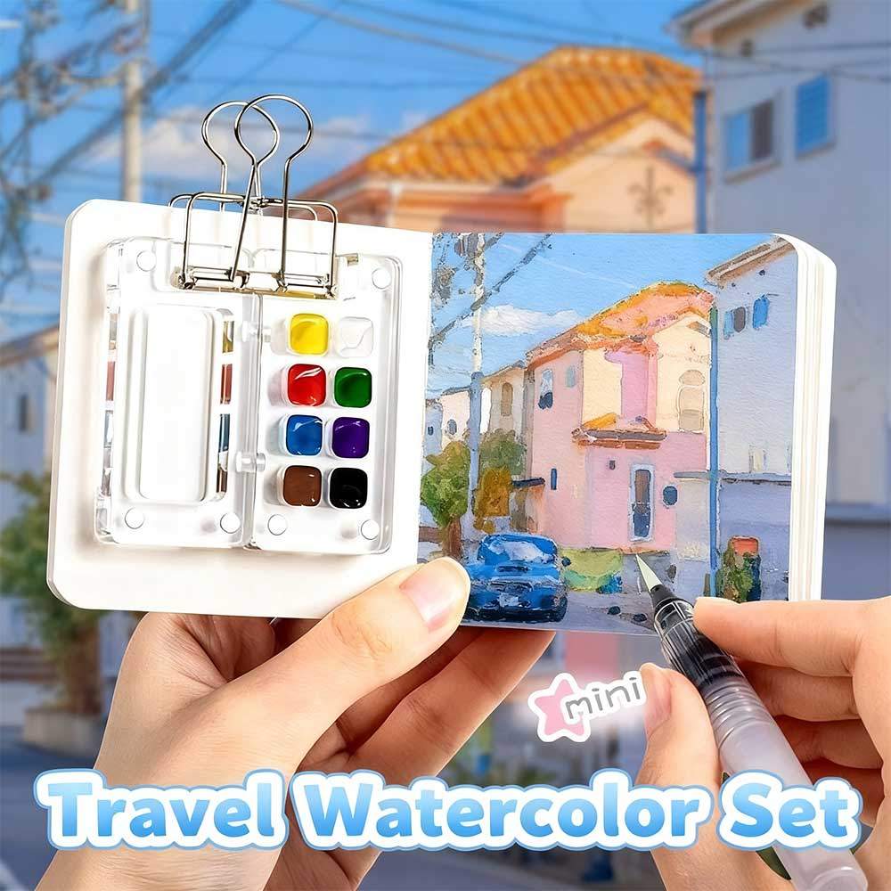 Mini Watercolor Paint Palette Acrylic 8/12 Grid Paint Box with Clip Foldable Portable Empty Paint Bo