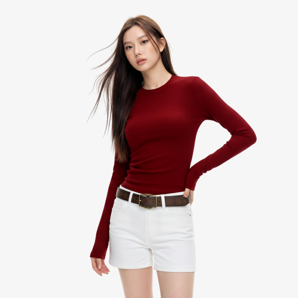 Áo Thun Nữ Tay Dài Dáng Ôm Basic Cổ Tròn Chất Vải Co Giãn Nhiều Màu By ChaBon CB02 | BigBuy360 - bigbuy360.vn