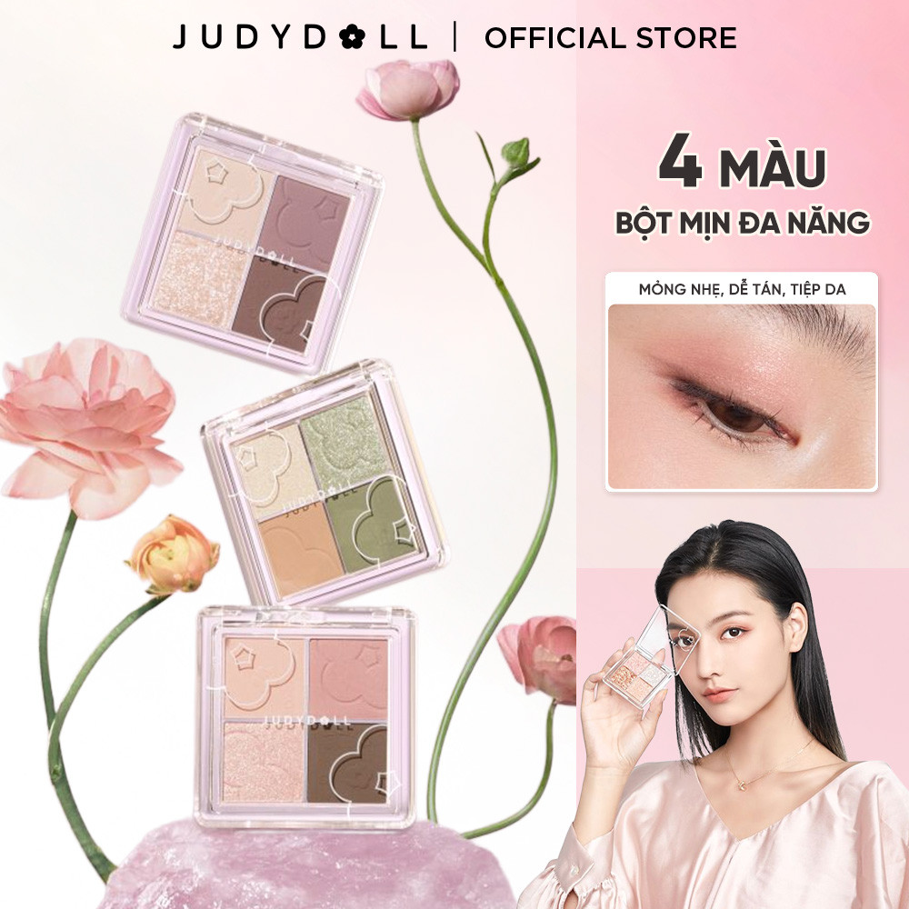 Phấn Mắt 4 Ô JUDYDOLL 4 Shades Eyeshadow Nhũ Lấp Lánh Kèm Màu Lì Dễ Tán Lên Màu Chuẩn Bền Màu Lâu Trôi 5.3g | BigBuy360 - bigbuy360.vn