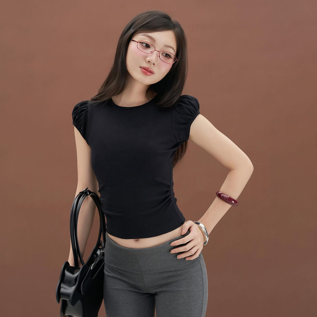 Áo Thun Nữ Tay Ngắn Kiểu Phồng DaaLaa Store Nhún Eo Phong Cách Basic A51491 | BigBuy360 - bigbuy360.vn