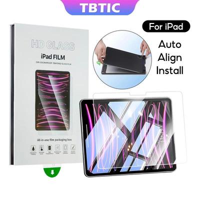 TBTIC Tự Động Căn Chỉnh Máy Tính Bảng Kính Cường Lực Cho iPad 11th A16 Air 7 M3 6 M2 Pro 11 Air 5 4 3 10.9 10th 9th 8th Gen 7th 6th 5th Bảo Vệ Toàn Diện Dễ Dàng Lắp Đặt Bảo Vệ Màn Hình