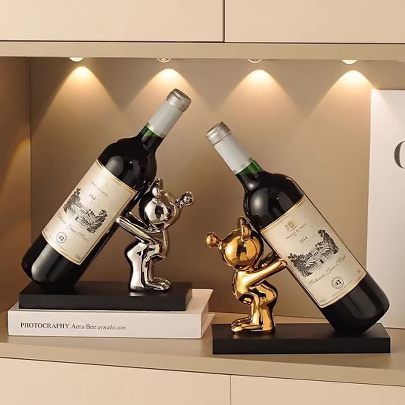 Preferred#Trendy new violent bear wine rack ornament, creative light luxury home decor for living ro