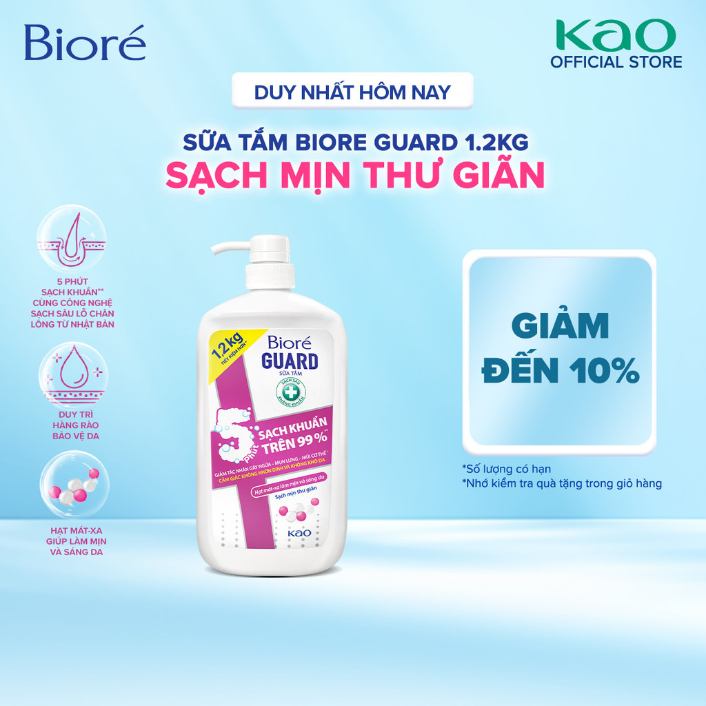 Biore Sữa Tắm Sạch Sâu Kháng Khuẩn - Sạch Mịn Thư Giãn Biore Guard 1.2kg