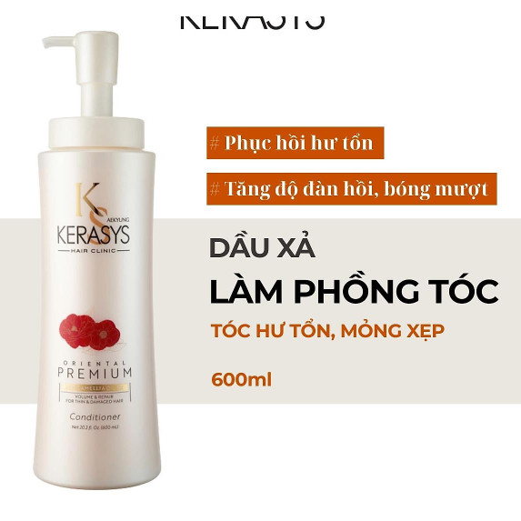 Dầu xả Aekyung Kerasys (Dưỡng tóc bồng bềnh - Dành cho tóc hư tổn, mỏng xẹp) 600 ml