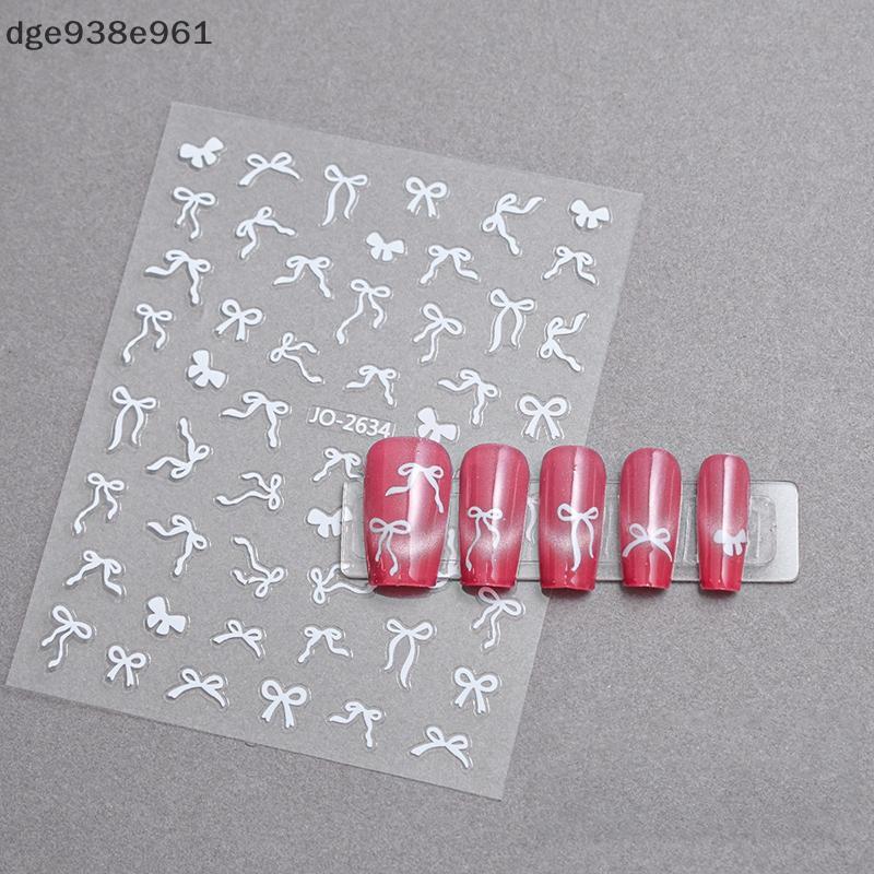 DGE 5D ngọt ngào Bow tự dính Nail Stickers Pink Black White Ribbon Kawaii DIY Nail Art VN