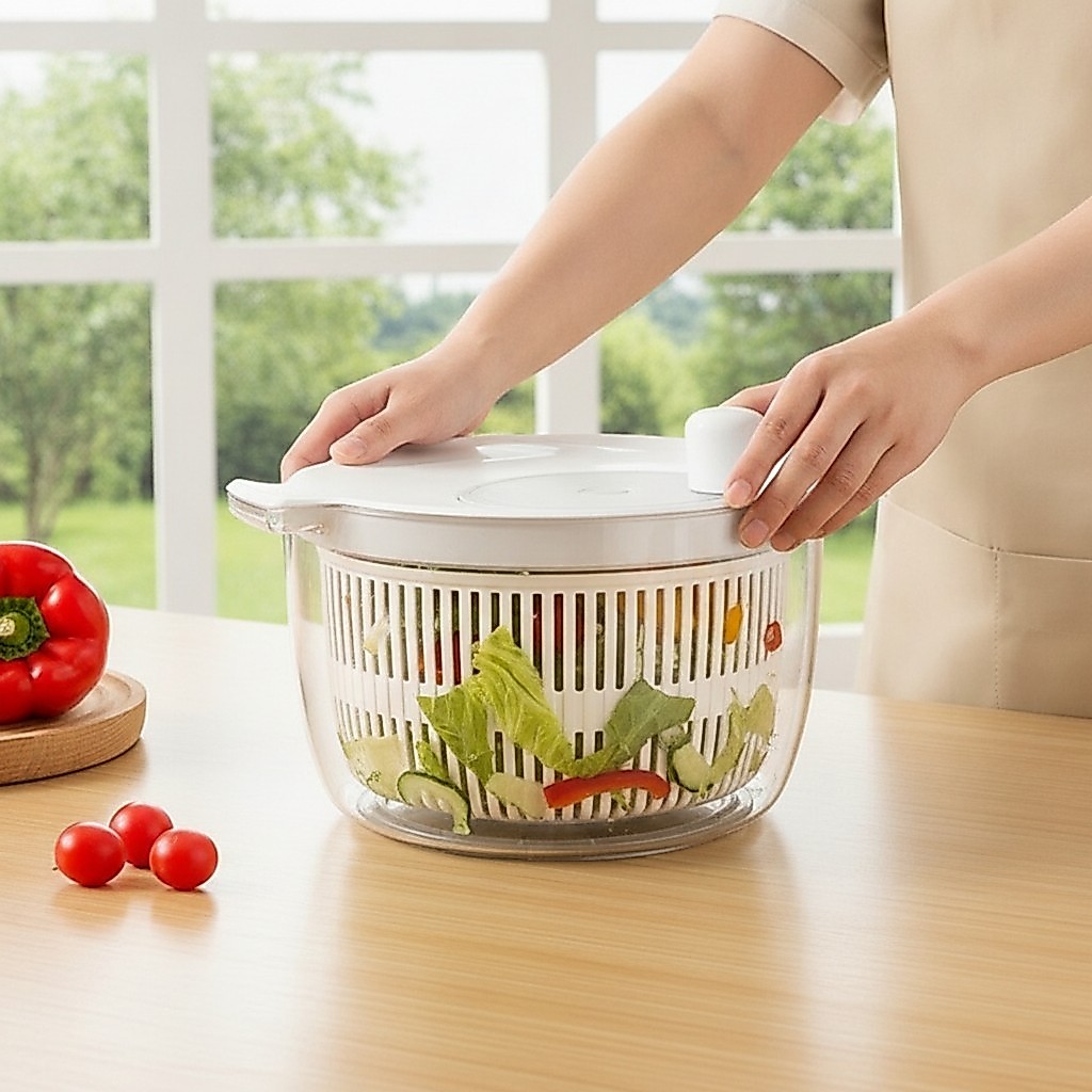 Salad Spinner Đa Năng Salad Spinner Có Dụng Cụ Lọc Rau diếp Máy Giặt Bát Rửa Trái Cây Cao Cấp Thực P