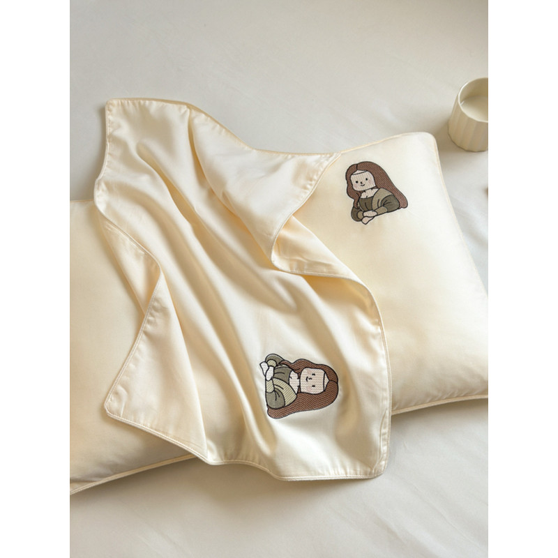 100S Cotton Nguyên Chất Chải Gối Thế Giới Tranh Nổi Tiếng Mona Lisa Minh Họa Thêu Series Trẻ Em Gối 