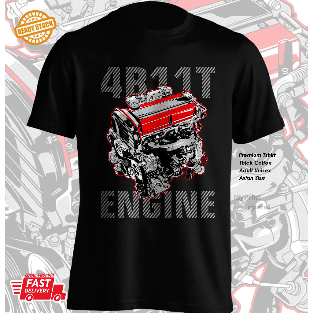2026 Mitsubishi thời trang 4b11t Động cơ Evo Lancer Evolution Jdm Thế giới Động cơ Ralliart Áo thun