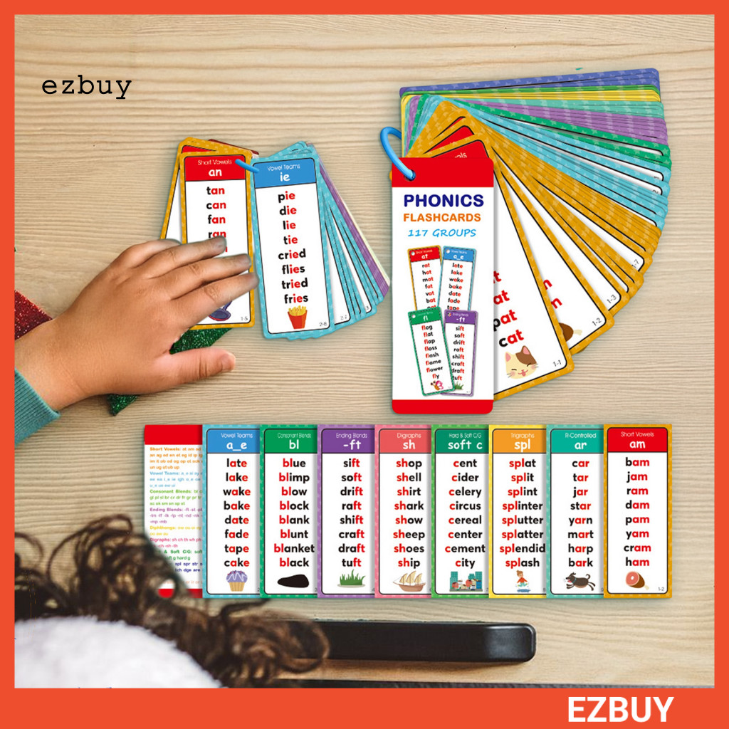 [EY] Thẻ chữ Phonics Trẻ em đánh vần Flashcards 1 / 2 Bộ Thẻ Flash từ Phonics cho trẻ mẫu giáo – 117