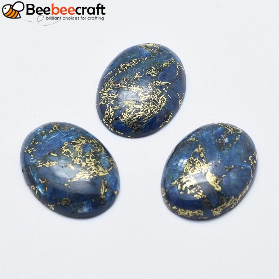 1 Kyanite / Cyanite / Disthene Cabochons với đường vàng Hình bầu dục phẳng 30x22x6mm