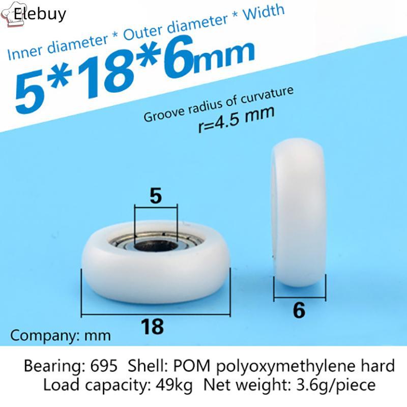 [Ele-T] 2 Chiếc 695ZZ 5x18x6mm POM Nylon Vòng Loại Con Lăn Bánh Xe POM Bọc 695ZZ Mang Ròng Rọc Bánh 
