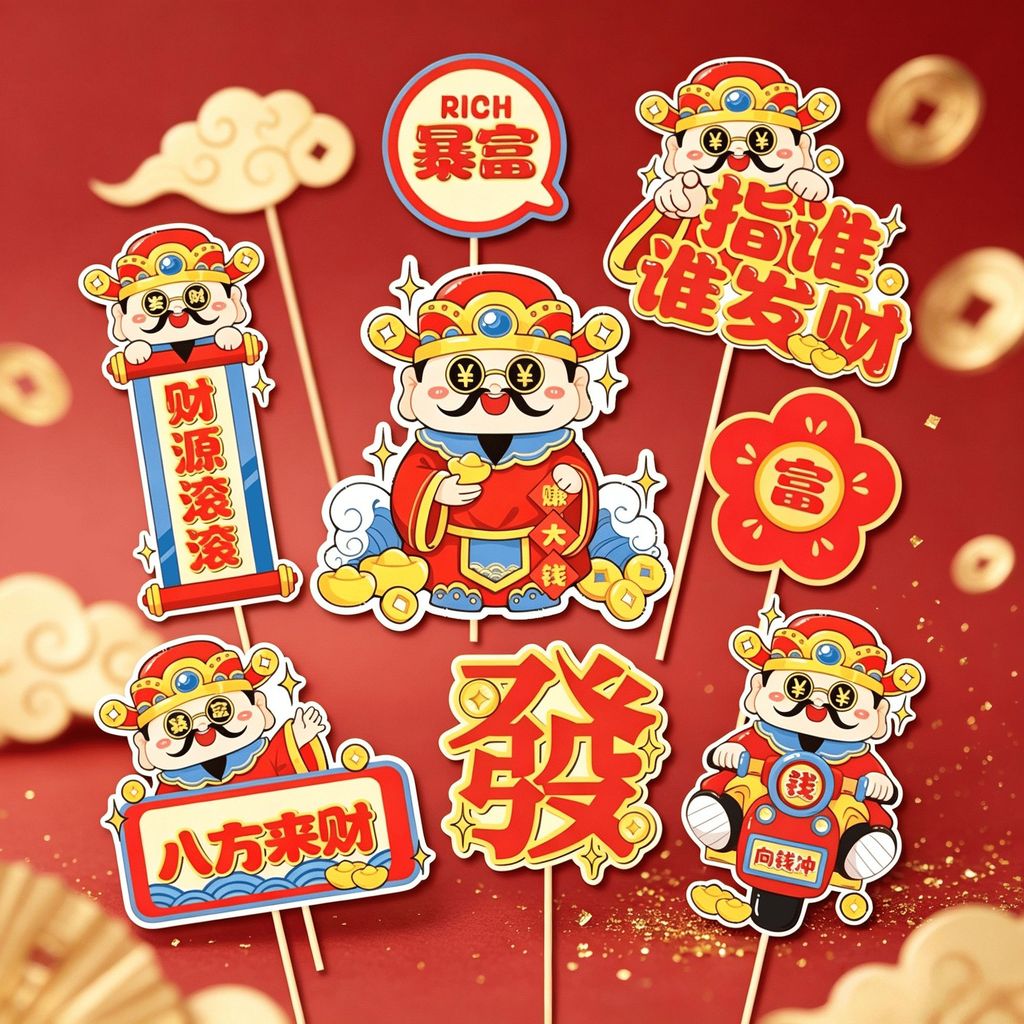 Lễ Hội Tân Gia Mở Bánh Trang Trí Mèo May Mắn Chèn Thẻ May Mắn Sinh Nhật Nướng Món Tráng Miệng Trang 