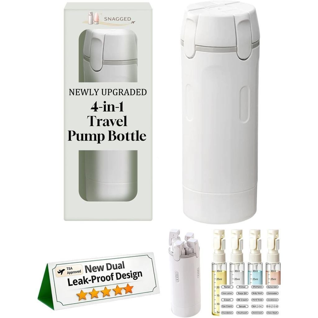Travel Package Toiletries Bottle, Suitable for Shampoo, Conditioner, Lotion, Cosmetics, 4 in 1 Pump 