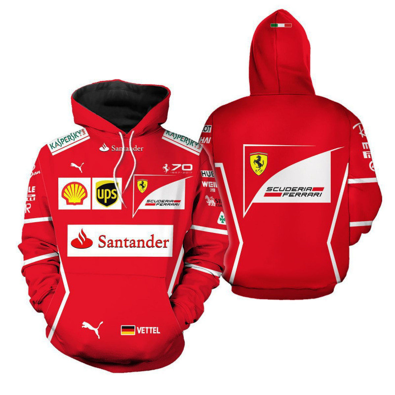 2025 Áo Hoodie Ferrari 3D in kỹ thuật số Carlos Driver Team Red Ferrari F1 Áo sơ mi đội