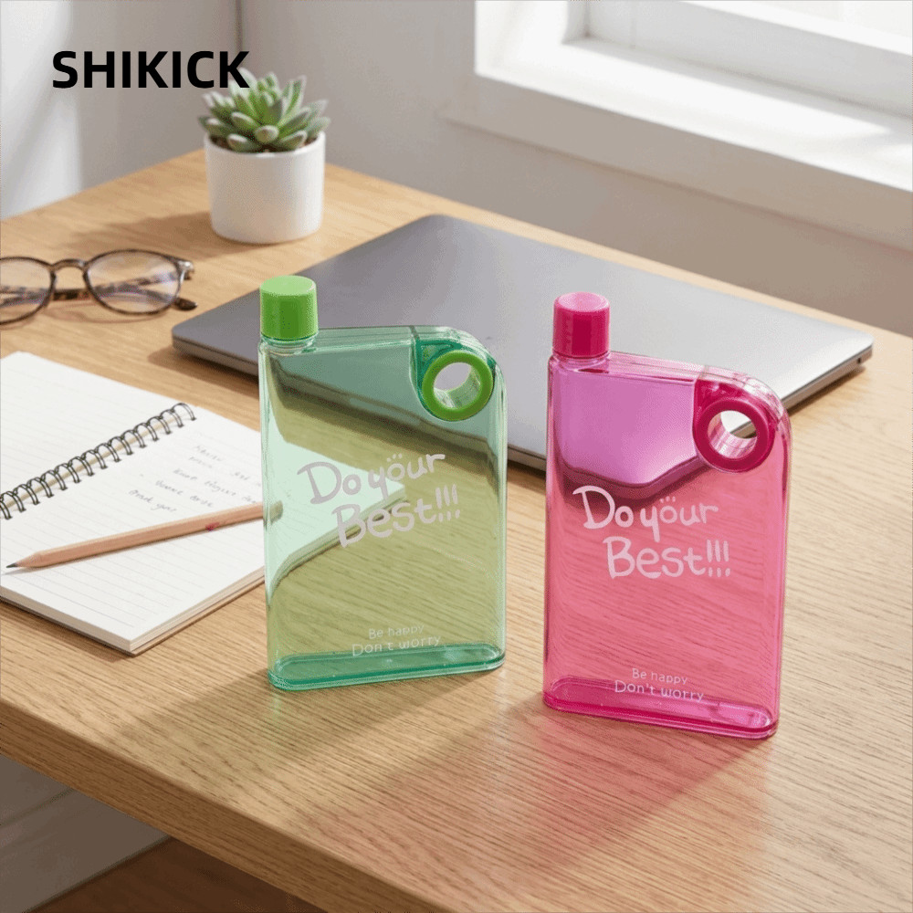 Chai Sáng Tạo SHIKICK, Cốc Uống Mịn 420Ml, Novel Outlook Nhẹ Chống Rò Rỉ Vuông Phác Thảo Mới Lạ Cốc 