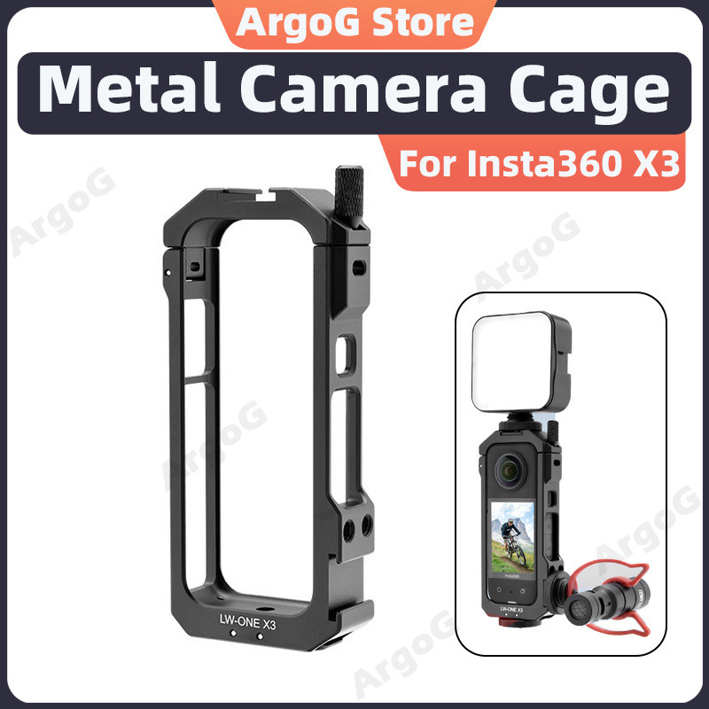 Vỏ bảo vệ kim loại ArgoG cho Insta360 X3 Nhôm bền khung nhà ở Lồng Insta360 X3 Phụ kiện