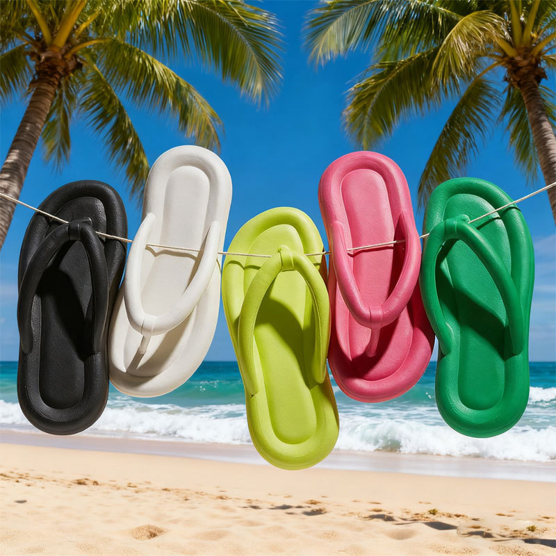 | beach sandals | jacuzzi sandals ♒Flip-Flops Nữ Mùa Hè Flip-Flops Flat Bên Ngoài Mặc Dép Đi Biển in