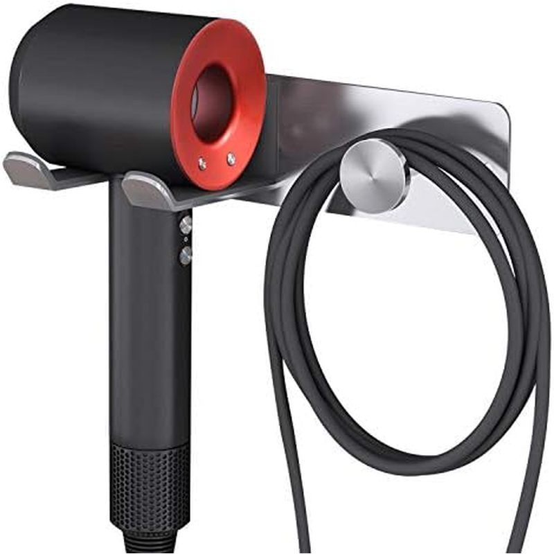 Hair Dryer Holder Wall Mounted, Stainless Steel Self Adhesive Blow Dryer Holder Rack for Dyson Super